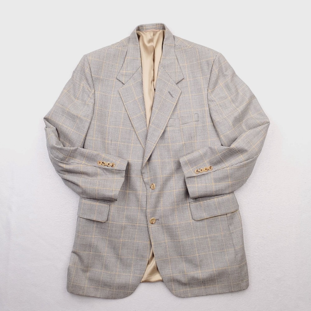 Corporate Image Blazer Mens 42L Black Yellow Houndstooth Windowpane Sport Coat‎